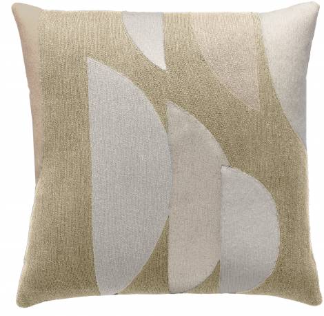 Judy Ross Textiles Hand-Embroidered Chain Stitch Slice Throw Pillow blonde/wheat/cream